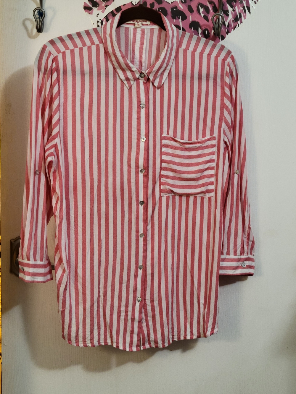 grand & greene Pink and White Vertical Stripe Button-Down Shirt